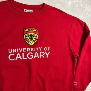 Champion University of Calgary Sweatshirt Men's XL Dinos Red Bull Crest School